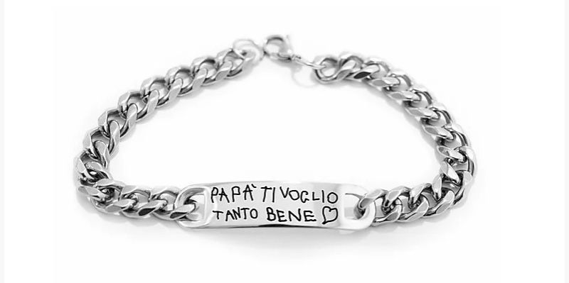 Bracciale in acciao con targhetta dedica papà